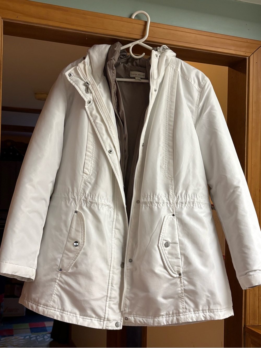 Susan Graver White Water Resistant 2 in 1 Systems Jacket Size L EUC